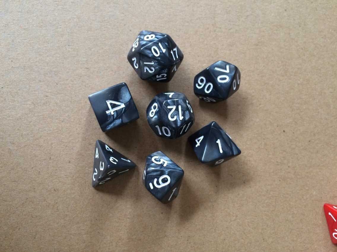 7 sets of multi faced digital dice.