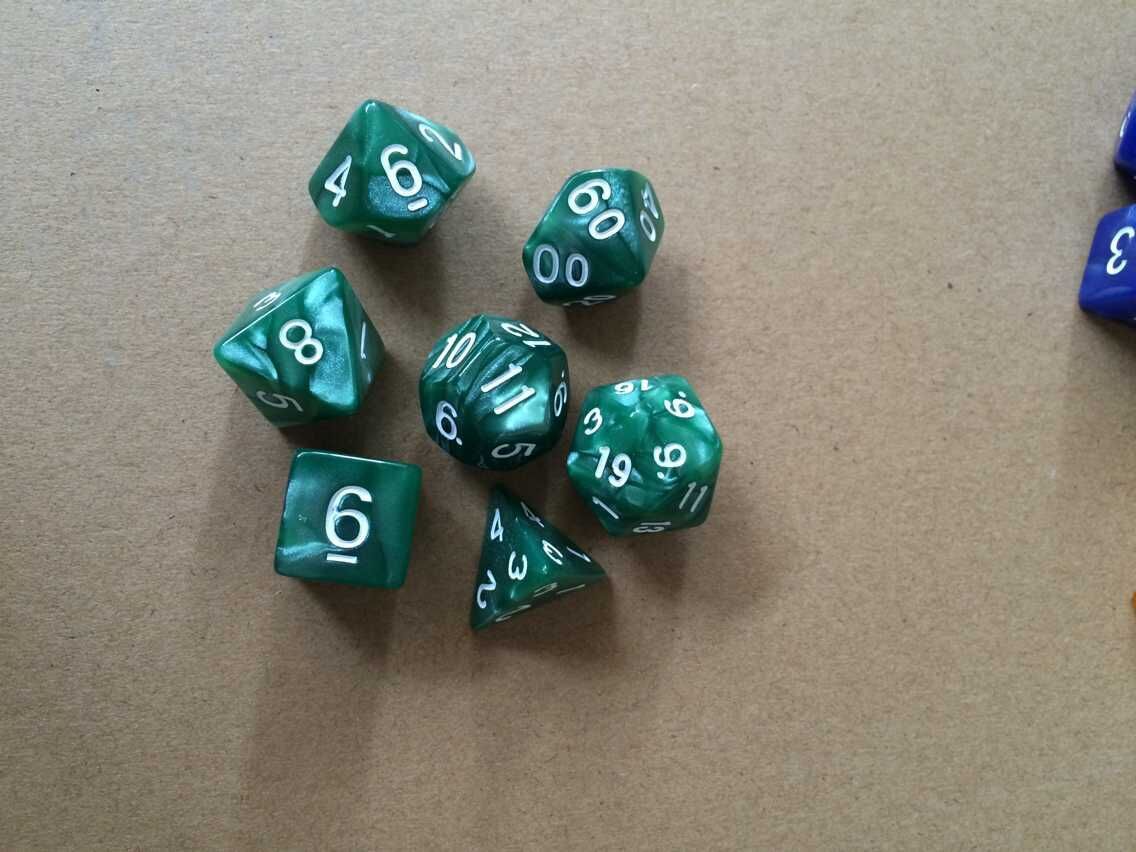 7 sets of multi faced digital dice.