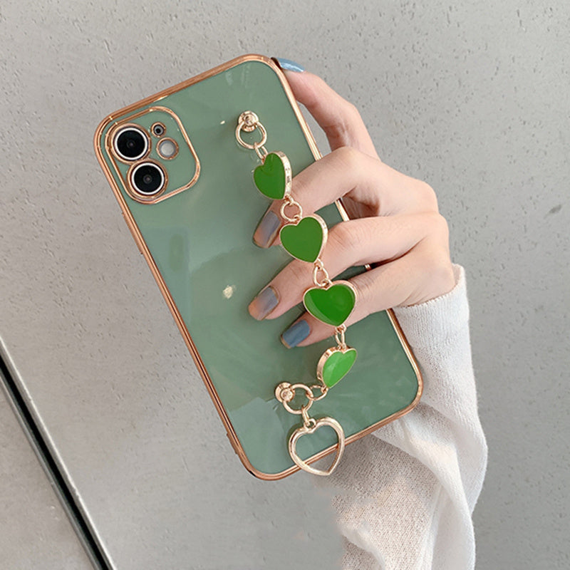 Luxury Electroplating Love Chain Wrist Bracelet Mobile Phone Case