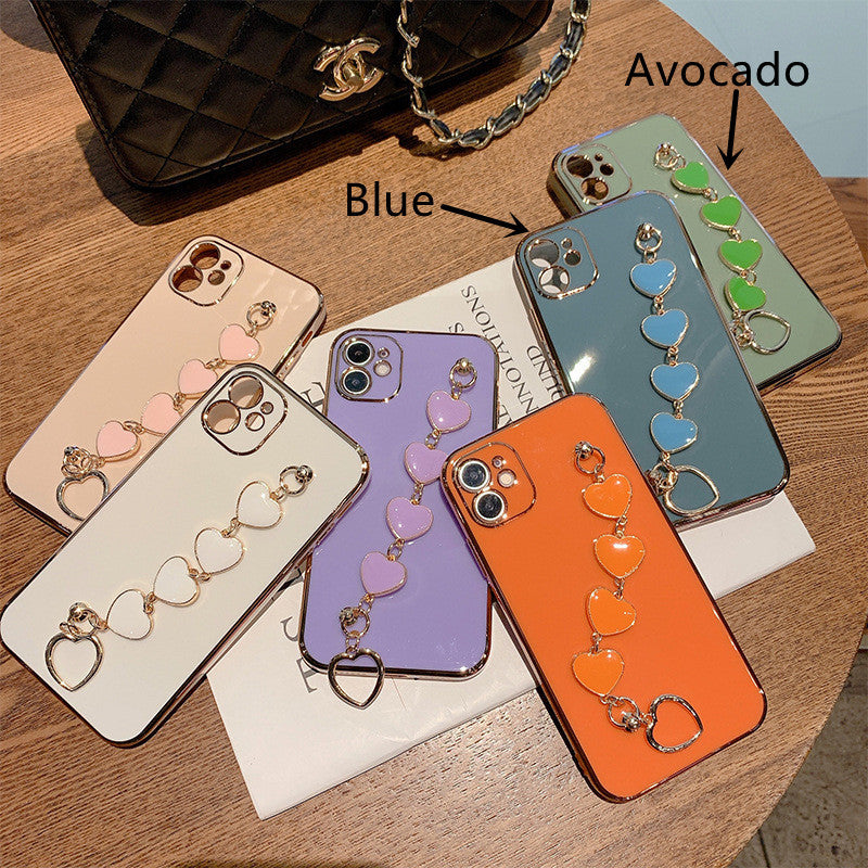 Luxury Electroplating Love Chain Wrist Bracelet Mobile Phone Case