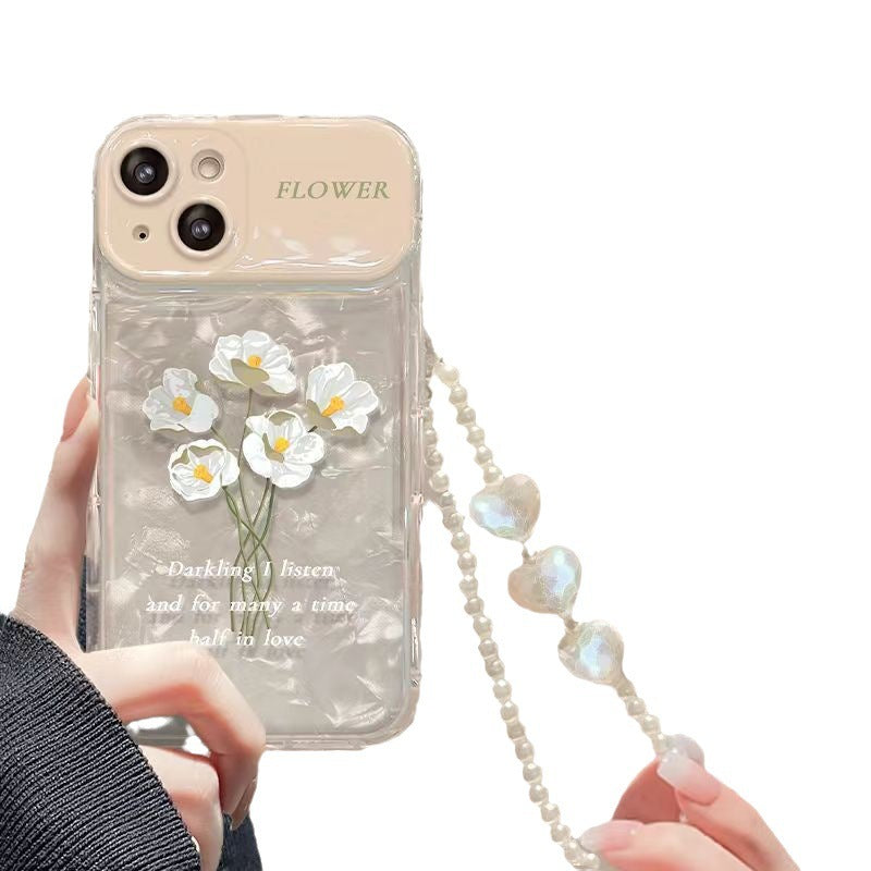 Flip Mirror Niche Flower Gradient Sequin Phone Case