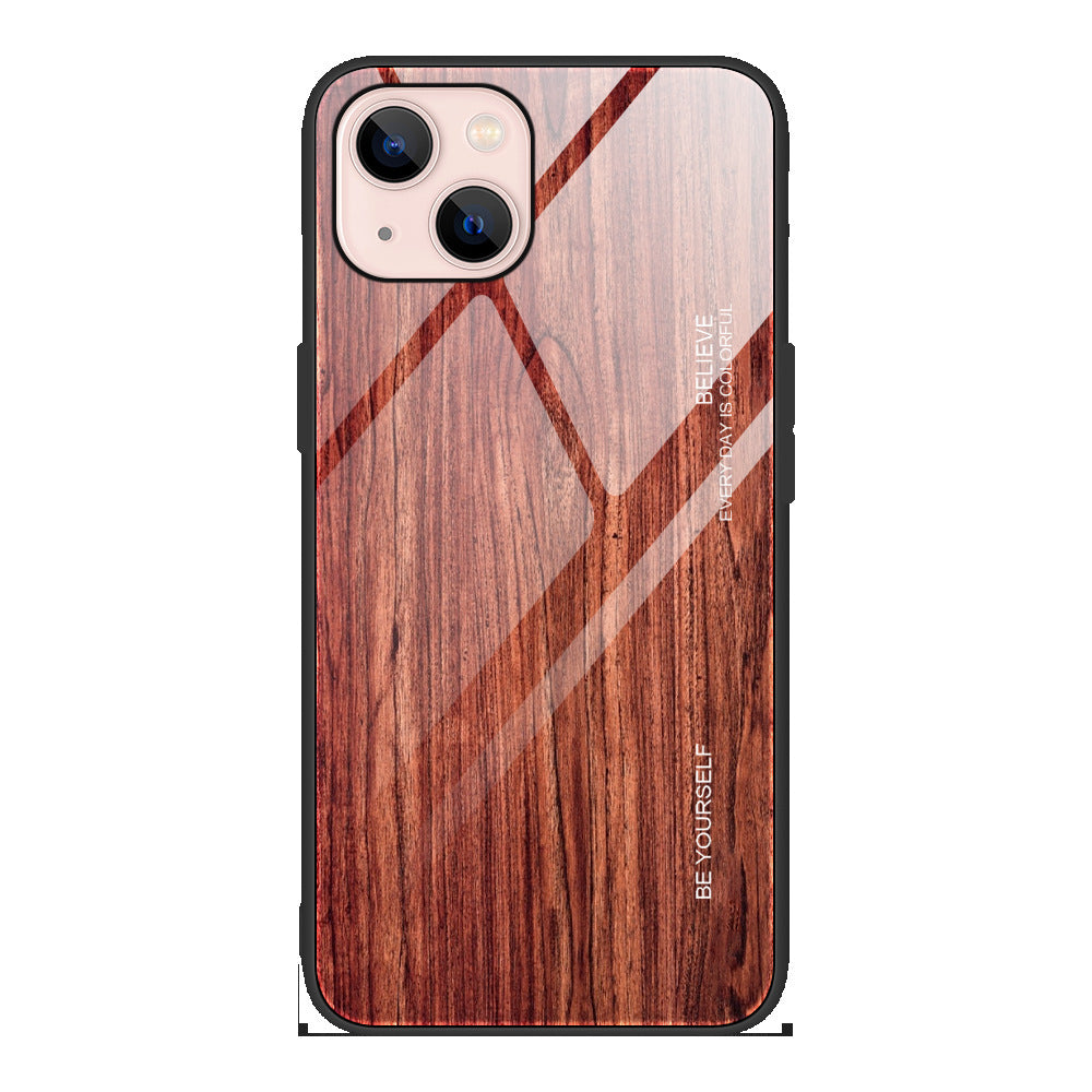 Wood Grain Glass Drop-proof Phone Case Protector