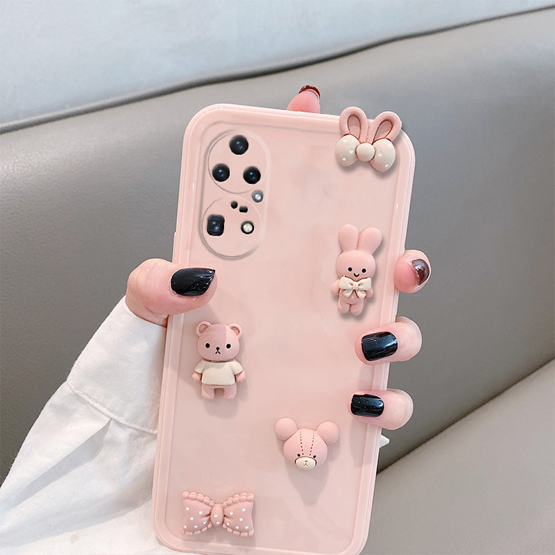 Three-dimensional Bowknot Bunny Mobile Phone Case Protective Cover Soft Shell Silicon