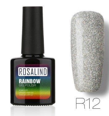 Nail free, long-lasting, non-toxic, nail polish, ROSALIND phototherapy glue, star studded rainbow system.