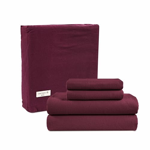 100% Cotton Flannel Sheets Set - Queen Size Flannel Sheets, 4-Piece Luxury Bedding Sets, Lightweight, Brushed for Extra Softness, Warm and Cozy, 16" Deep Pocket - Red Checks