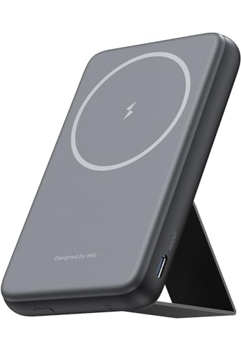 INIU Magnetic Power Bank, 20W Slim 6000mAh Wireless Portable Phone Charger with Stand, USB C in&Out Powerbank, Compatible with Magsafe, Mag Safe Battery Bank for iPhone 16 15 Pro Plus Max 14 13 12