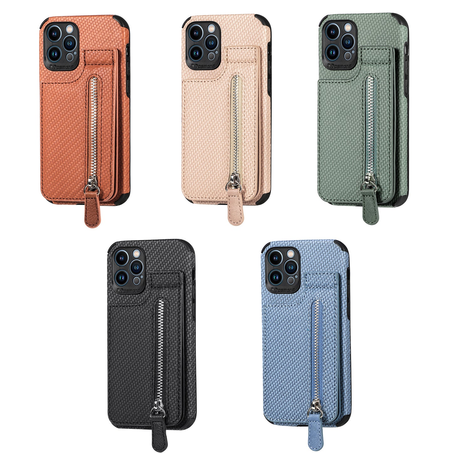 Card Holder Phone Case Wallet Bracket Zipper Protective Sleeve
