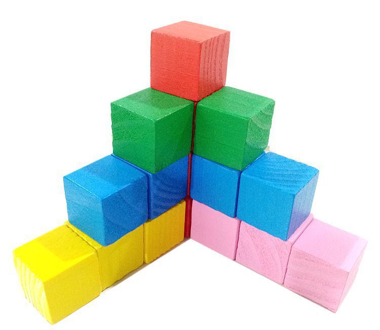 Cube Building Block Mathematics Teaching Aid Set Wood Square Puzzle Small