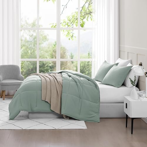 Ultra Soft Organic Cotton Queen Comforter Set - Hypoallergenic Down Alternative, All-Season Warm Bedding (1 Comforter, 2 Pillow Shams) - Charcoal