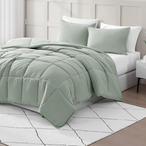 Comforter Set Queen Size - Goose Down Alternative – Washed Ultra-Soft - Premium All Season Warmth Bedding Set (Queen, French Blue)