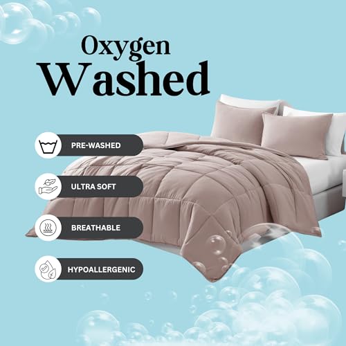 Comforter Set Queen Size - Goose Down Alternative – Washed Ultra-Soft - Premium All Season Warmth Bedding Set (Queen, French Blue)