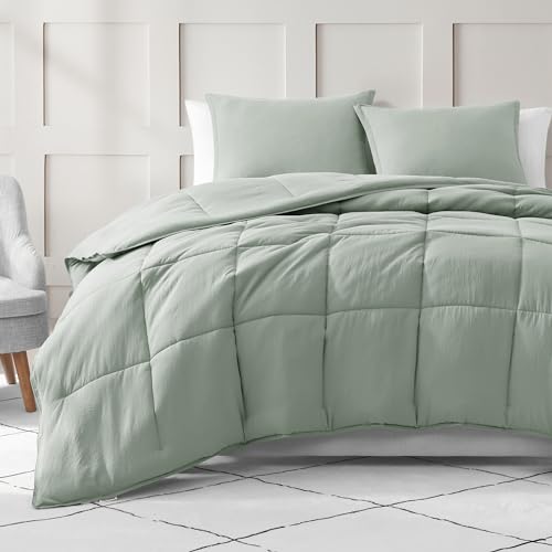 Comforter Set Queen Size - Goose Down Alternative – Washed Ultra-Soft - Premium All Season Warmth Bedding Set (Queen, French Blue)