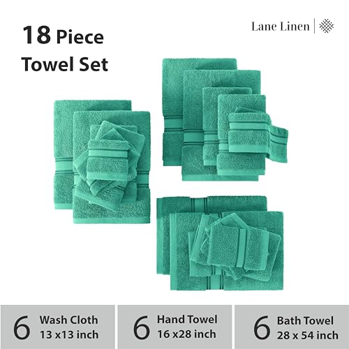 LANE LINEN Luxury Bath Towels Set - 6 Piece 100% CottonBathroom Zero Twist Shower Extra Absorbent Towel Super Soft 2 Hand Wash Cloths White