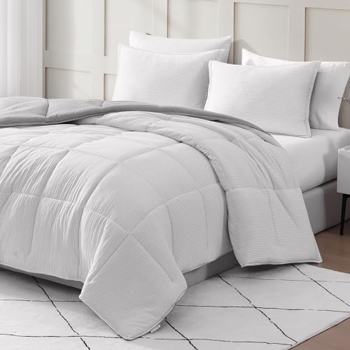 Comforter Set Queen Size - Goose Down Alternative – Washed Ultra-Soft - Premium All Season Warmth Bedding Set (Queen, French Blue)