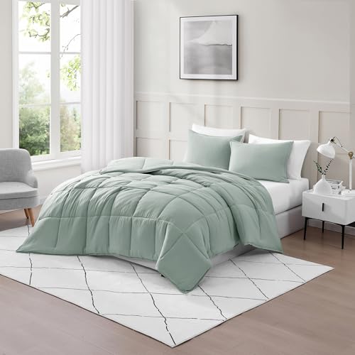 Ultra Soft Organic Cotton Queen Comforter Set - Hypoallergenic Down Alternative, All-Season Warm Bedding (1 Comforter, 2 Pillow Shams) - Charcoal