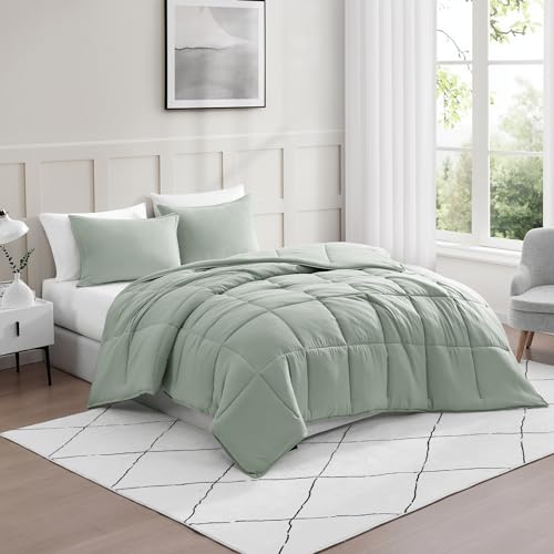 Comforter Set Queen Size - Goose Down Alternative – Washed Ultra-Soft - Premium All Season Warmth Bedding Set (Queen, French Blue)