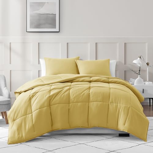 Comforter Set Queen Size - Goose Down Alternative – Washed Ultra-Soft - Premium All Season Warmth Bedding Set (Queen, French Blue)