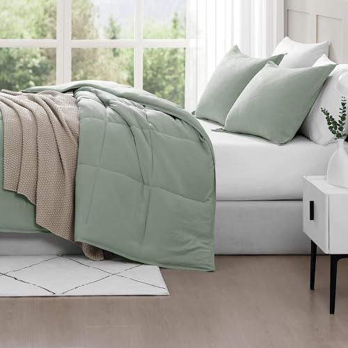 Comforter Set Queen Size - Goose Down Alternative – Washed Ultra-Soft - Premium All Season Warmth Bedding Set (Queen, French Blue)