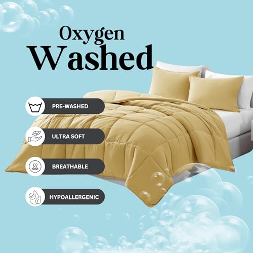 Comforter Set Queen Size - Goose Down Alternative – Washed Ultra-Soft - Premium All Season Warmth Bedding Set (Queen, French Blue)