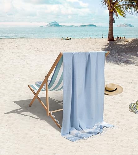 Lane Linen Beach Towels 6 Pack, 100% Cotton Oversized Beach Towel, Pre-Washed Large Beach Towel, Stylish Pool Towels For Adults, Quick Dry Beach Towel, Lightweight Travel Towel, 39"x71" - Multi Colors