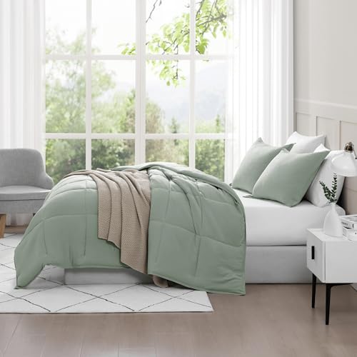 Comforter Set Queen Size - Goose Down Alternative – Washed Ultra-Soft - Premium All Season Warmth Bedding Set (Queen, French Blue)