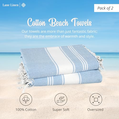 Lane Linen Beach Towels 6 Pack, 100% Cotton Oversized Beach Towel, Pre-Washed Large Beach Towel, Stylish Pool Towels For Adults, Quick Dry Beach Towel, Lightweight Travel Towel, 39"x71" - Multi Colors