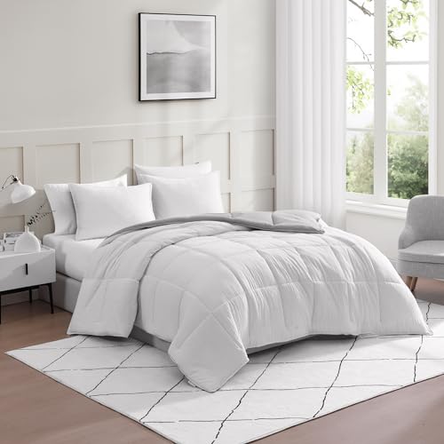 Comforter Set Queen Size - Goose Down Alternative – Washed Ultra-Soft - Premium All Season Warmth Bedding Set (Queen, French Blue)