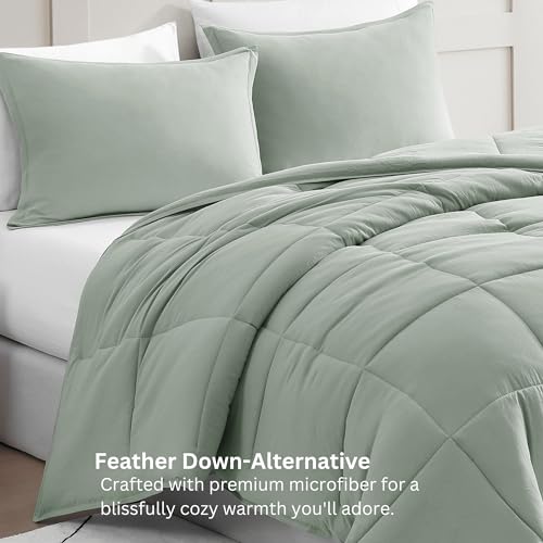 Comforter Set Queen Size - Goose Down Alternative – Washed Ultra-Soft - Premium All Season Warmth Bedding Set (Queen, French Blue)