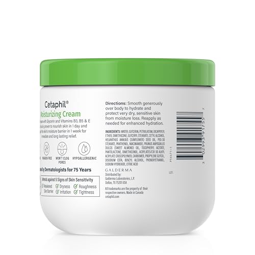 Cetaphil Moisturizing Cream with Sweet Almond Oil and Glycerin 566 g - 48hr Hydration for Dry To Very Dry and Sensitive Skin - Fragrance Free, Paraben Free - Dermatologist Recommended (Amazon Exclusive) Packaging may vary