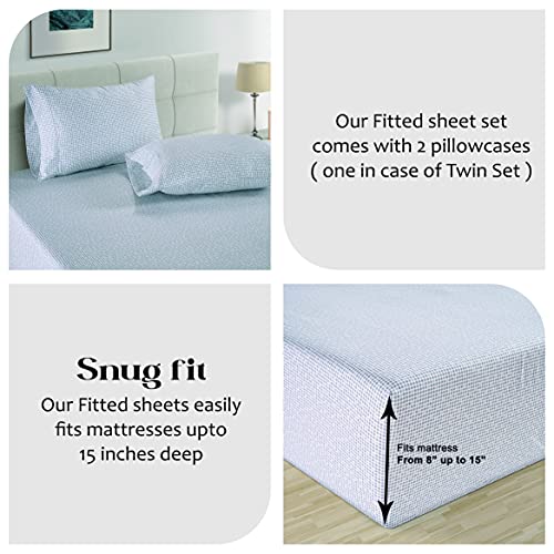 Lane Linen 100% Organic Cotton Fitted Sheet Queen Size only, 3-Piece Set (1 Fitted Sheet, 2 Pillowcases), Percale Weave, Cotton Sheet, Soft, Breathable, Fits Mattress Upto 15' Deep - White