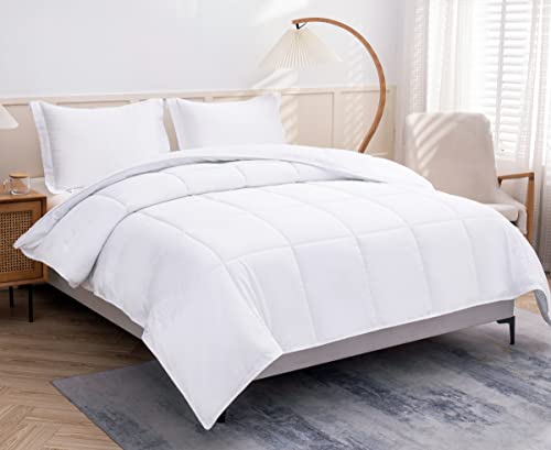 King Size Comforter Set 3 PCs Soft Quilted Down Alternative Comforter with Pillow Shams - Bedding Set, Machine Washable (King, Drak Blue)