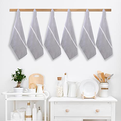 Kitchen Towel Set - 100% Cotton Kitchen Towels, Reusable Dish Cloths, Grey Dish Towels for Kitchen, Soft Absorbent Tea Towels, Durable Kitchen Hand Towels, 14” x 25” Kitchen Dish Towels - 6 Pack