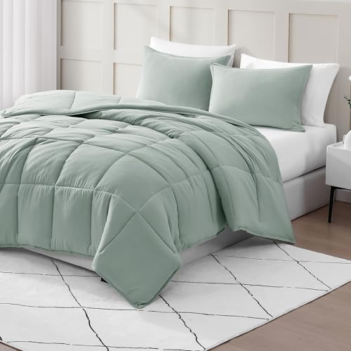 Ultra Soft Organic Cotton Queen Comforter Set - Hypoallergenic Down Alternative, All-Season Warm Bedding (1 Comforter, 2 Pillow Shams) - Charcoal