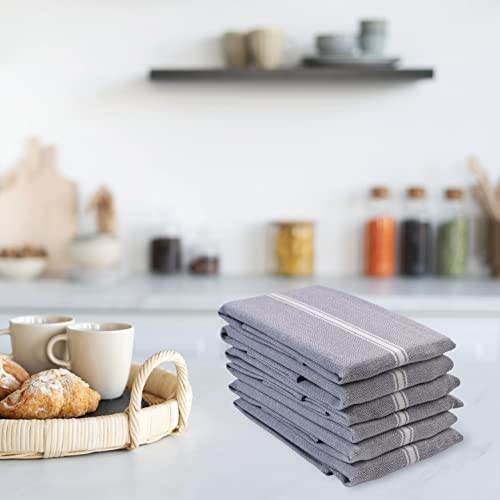 Kitchen Towel Set - 100% Cotton Kitchen Towels, Reusable Dish Cloths, Grey Dish Towels for Kitchen, Soft Absorbent Tea Towels, Durable Kitchen Hand Towels, 14” x 25” Kitchen Dish Towels - 6 Pack