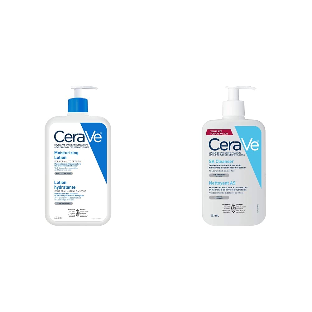 CeraVe Moisturizing Lotion, Daily Lightweight Lotion with Hyaluronic Acid & Ceramides for Women and Men. Suitable for Dry & Sensitive Skin, Fragrance-Free, Non-Comedogenic & Allergy Tested, 473 mL