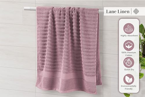 LANE LINEN Large Bath Towels - 100% Cotton Bath Sheets, Extra Large Bath Towels, Zero Twist, 4 Piece Bath Sheet Set, Quick Dry, Super Soft Shower Towels, Absorbent Bathroom Towels - Pearl Blush