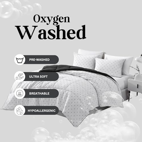 Comforter Set Queen Size - Goose Down Alternative – Washed Ultra-Soft - Premium All Season Warmth Bedding Set (Queen, French Blue)