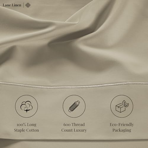 Queen Sheets Set, 4 Pc Queen Bed Sheets, 600 Thread Count 100% Long Staple Combed Cotton, Luxury Cotton Sheets for Queen Size Bed, Sheet & Pillowcase Sets, Deep Pocket Queen Sheets - Mineral