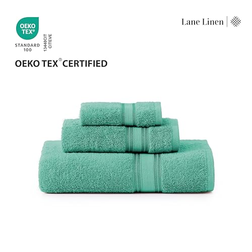 LANE LINEN Luxury Bath Towels Set - 6 Piece 100% CottonBathroom Zero Twist Shower Extra Absorbent Towel Super Soft 2 Hand Wash Cloths White