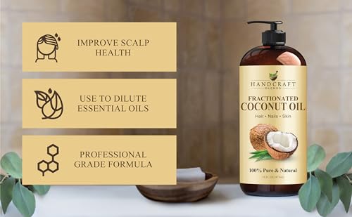 Handcraft Blends Fractionated Coconut Oil - 473 ml - 100% Pure and Natural - Premium Grade Carrier Oil - Hair and Body Oil - Massage Oil - Hexane-Free