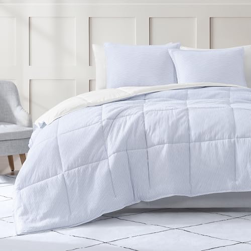 Comforter Set Queen Size - Goose Down Alternative – Washed Ultra-Soft - Premium All Season Warmth Bedding Set (Queen, French Blue)