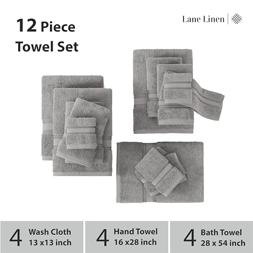 LANE LINEN Luxury Bath Towels Set - 6 Piece 100% CottonBathroom Zero Twist Shower Extra Absorbent Towel Super Soft 2 Hand Wash Cloths White