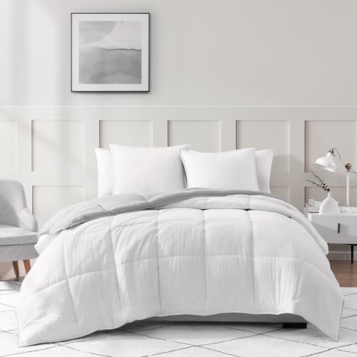 Comforter Set Queen Size - Goose Down Alternative – Washed Ultra-Soft - Premium All Season Warmth Bedding Set (Queen, French Blue)