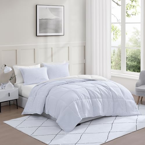 Comforter Set Queen Size - Goose Down Alternative – Washed Ultra-Soft - Premium All Season Warmth Bedding Set (Queen, French Blue)