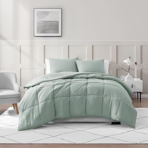 Ultra Soft Organic Cotton Queen Comforter Set - Hypoallergenic Down Alternative, All-Season Warm Bedding (1 Comforter, 2 Pillow Shams) - Charcoal