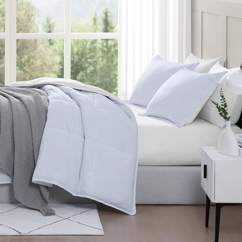 Comforter Set Queen Size - Goose Down Alternative – Washed Ultra-Soft - Premium All Season Warmth Bedding Set (Queen, French Blue)
