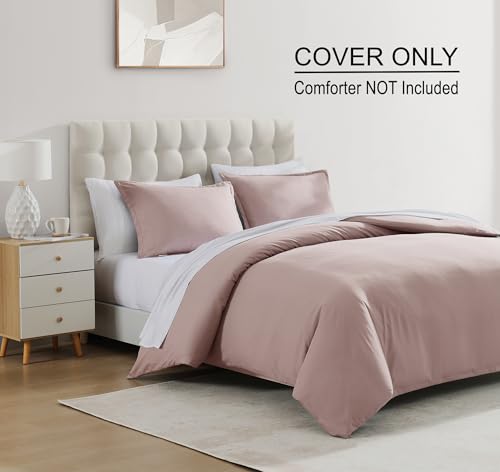 White Queen Duvet Cover Set - 1 Duvet Cover with 2 Pillow Shams - 3 Pieces Comforter Cover with Zipper Closure - Ultra Soft Brushed Microfiber, 90 X 90 Inches (Queen, White)