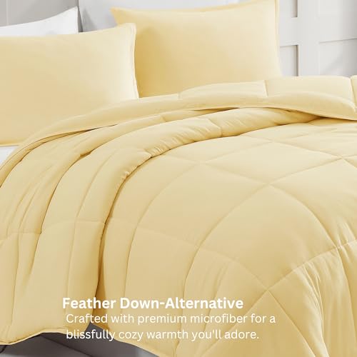 Comforter Set Queen Size - Goose Down Alternative – Washed Ultra-Soft - Premium All Season Warmth Bedding Set (Queen, French Blue)