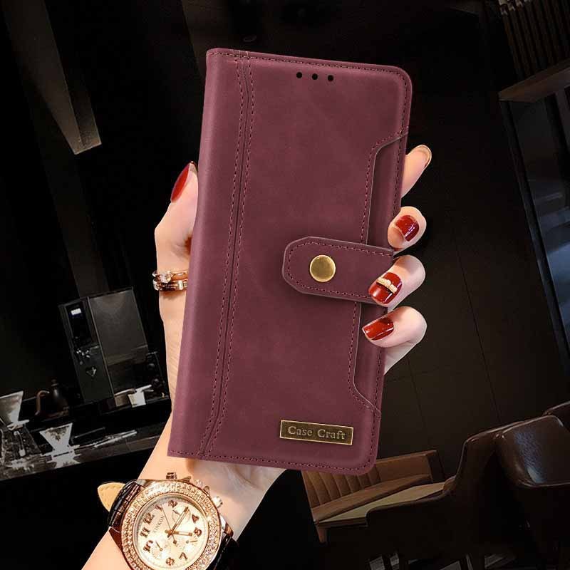 Magnetic Snap Protection Flap Wallet Leather Case