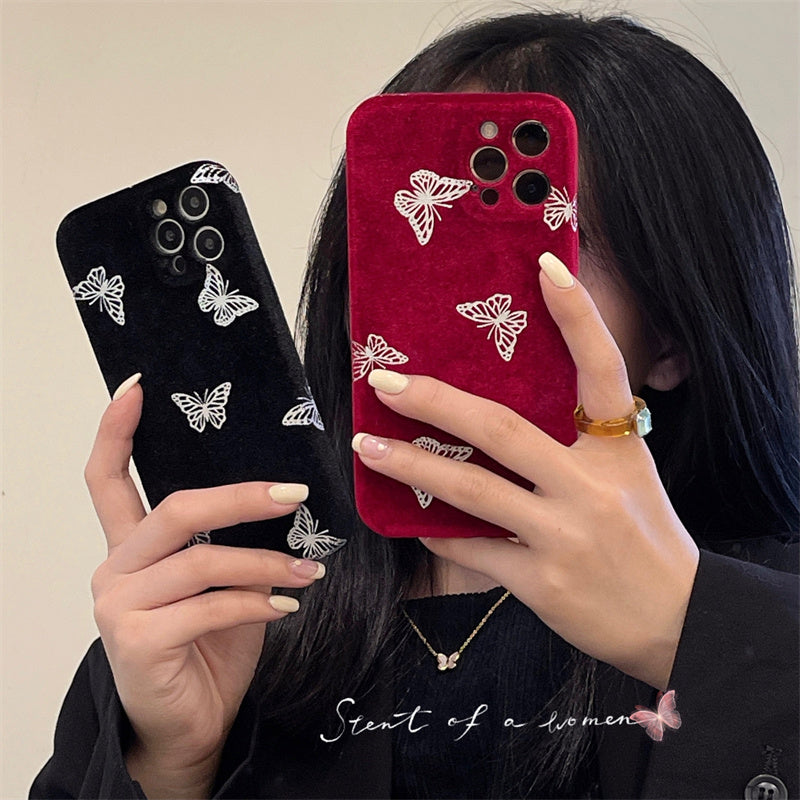 Plush New Dark Butterfly Phone Case Drop Resistant